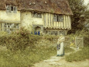 Vedle farmy Old Church Gate, Smarden, Kent (akvarel na papíře) od Helen Allingham