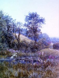 Sbírání květin u rybníka od Helen Allingham