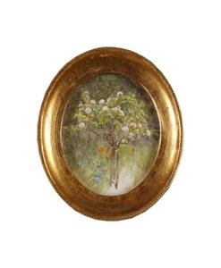 Rose Bush and Irises (akvarel na papíře) od Helen Allingham