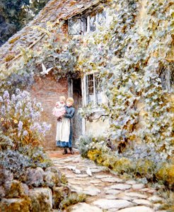 Vine Cottage (akvarel na papíře) od Helen Allingham