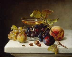 Zátiší s ovocem a šampaňským, 1869. od Helen Searle