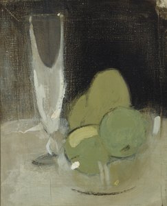 Zelená jablka a sklenice na šampaňské, 1934. od Helene Schjerfbeck