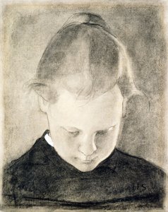 The Reading Girl, cca 1905 (uhlí a kvaš na papíře) od Helene Schjerfbeck