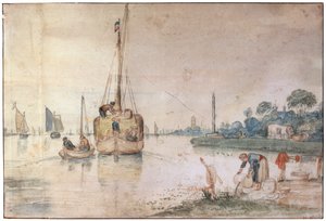 Člun se senem, c1625-c1634 od Hendrick Avercamp