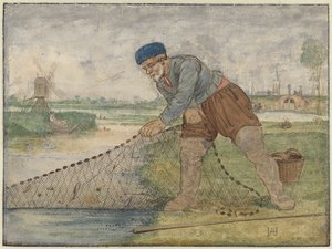 Rybář tahající ve své síti od Hendrick Avercamp
