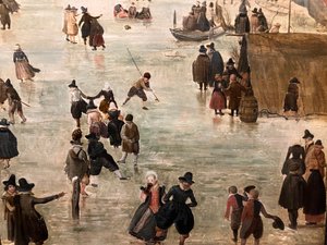 Nizozemsky: IJslandschap / Ice skating Zimní krajina s mnoha bruslaři od Hendrick Avercamp
