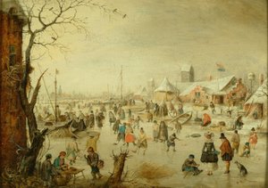 Nizozemština: Zimní krajina s bruslaři Scéna na ledě od Hendrick Avercamp