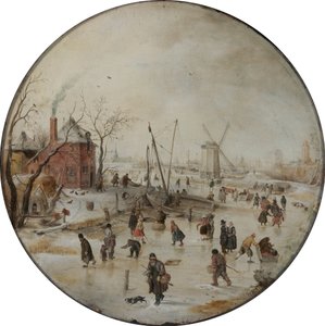 Zamrzlá řeka s bruslaři od Hendrick Avercamp