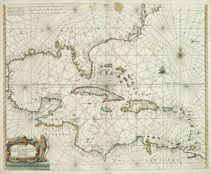 Pascaerte van de Caribische eylanden, van de Barbados tot aende Bocht van Mexico od Hendrick Doncker