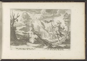 Apollo doodt Coronis Ovidiův Metamorfosen (název série) Herscheppingen van P. Ovidius Naso (název série) od Hendrick Goltzius (workshop of)