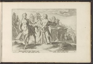 Apollo pověří Asklépia Chirónovi Ovidiovy metamorfózy (název série) Re-creations P. Ovidius Naso (název série) od Hendrick Goltzius (workshop of)