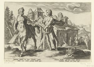 Apollo pověří Asklépia Chirónovi Ovidiovy metamorfózy (název série) od Hendrick Goltzius (workshop of)