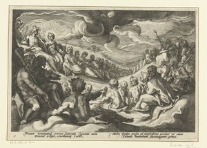 Jupiter vyvolává olympské bohy Ovidiovy metamorfózy (název série) od Hendrick Goltzius (workshop of)