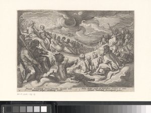 Jupiter žádá o radu olympské bohy Metamorfózy Ovidia (název série) od Hendrick Goltzius (workshop of)