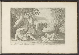 Mercurius doodt Argus Ovidiovy metamorfózy (název série) Herescheppingen van P. Ovidius Naso (název série) od Hendrick Goltzius (workshop of)