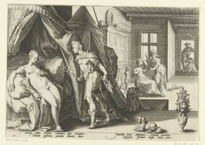 Mercurius v Hersesově fotoaparátu Ovidiovy metamorfózy (název série) od Hendrick Goltzius (workshop of)