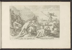 Neptun a říční bohové způsobují potopu Ovidiovy metamorfózy (název série) Re-creations P. Ovidius Naso (název série) od Hendrick Goltzius (workshop of)