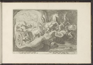 Phaethon jede na voze svého otce Ovidiovy metamorfózy (název série) Re-creations P. Ovidius Naso (název série) od Hendrick Goltzius (workshop of)