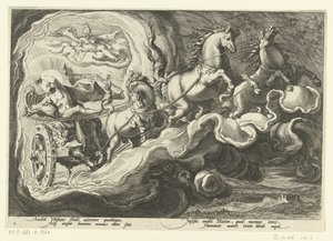 Phaethon jede na voze svého otce Ovidiovy metamorfózy (název série) od Hendrick Goltzius (workshop of)