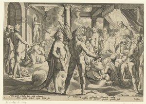 Phaeton v paláci Helios Ovidiovy metamorfózy (název série) od Hendrick Goltzius (workshop of)