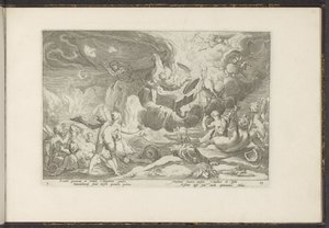 Val van Phaëthon Ovidiovy metamorfózy (název série) Herescheppingen van P. Ovidius Naso (název série) od Hendrick Goltzius (workshop of)