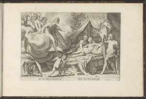 Venuše a Mars chyceny Ovidiovy metamorfózy (název série) Re-creations P. Ovidius Naso (název série) od Hendrick Goltzius (workshop of)