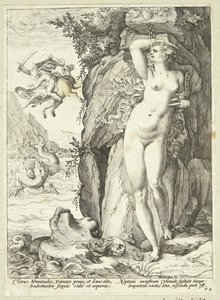 Andromeda je osvobozena Perseem od Hendrick Goltzius