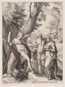 Anděl s Manóachem a jeho ženou od Hendrick Goltzius