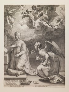 Zvěstování, ze série „Život Panny Marie“ od Hendrick Goltzius