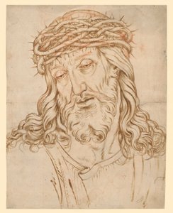 Poprsí Muže bolesti, s hlavou nakloněnou doleva od Hendrick Goltzius
