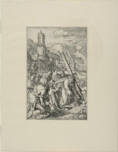Kristus nese kříž, deska devět z Umučení Krista od Hendrick Goltzius