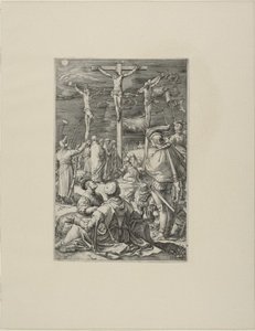 Kristus na kříži, deska desátá z Umučení Krista od Hendrick Goltzius