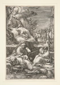 Kristus na Olivové hoře / Agónie v zahradě od Hendrick Goltzius