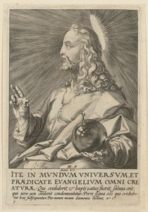 Kristus jako Salvator Mundi, list 7 ze série „Kristus, dvanáct apoštolů a Pavel“