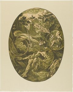 Demogorgon v jeskyni věčnosti, deska jedna od Demogorgona a božstev od Hendrick Goltzius