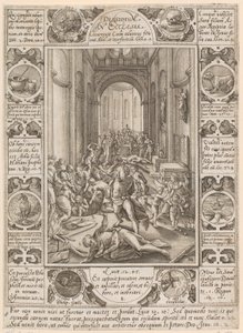 Dissidium in Ecclesia, list 8 ze série „Alegorie křesťanské víry“ od Hendrick Goltzius