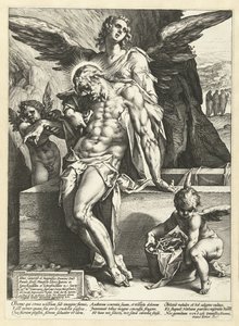 Andělé nesou tělo Kristovo od Hendrick Goltzius