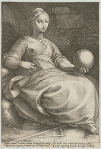Erato, tabule 7 ze série „Devět múz“ od Hendrick Goltzius
