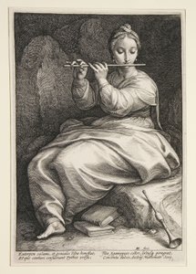 Euterpé, tabule 6 ze série Devět múz od Hendrick Goltzius