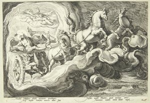 Phaeton řídí sluneční vůz od Hendrick Goltzius