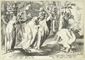 Phaetonovy sestry se promění v topoly a Cygnus v labuť od Hendrick Goltzius