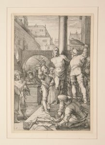 Flagellation of Christ, od Umučení, # 6 v sérii 12 rytin od Hendrick Goltzius