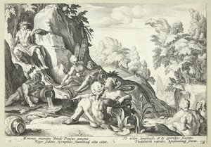 Říční bůh Peneus obklopený dalšími božskými postavami od Hendrick Goltzius