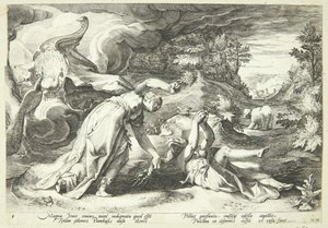 Juno promění Kallisto v medvěda od Hendrick Goltzius