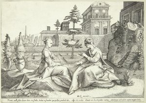 Juno převlečená za Beroë varuje Semele od Hendrick Goltzius