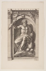 Jupiter, z knihy Osm pohanských bohů od Hendrick Goltzius