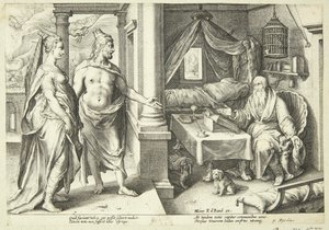Jupiter a Juno konzultují Teiresias od Hendrick Goltzius