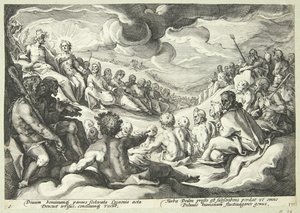 Jupiter se radí s bohy o zničení vesmíru od Hendrick Goltzius
