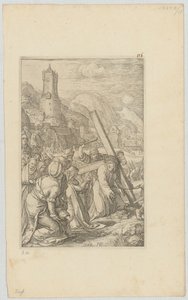 Nesení kříže, list 9 ze série „Umučení“ od Hendrick Goltzius