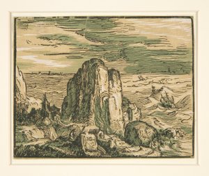 Krajina s útesem na pobřeží od Hendrick Goltzius